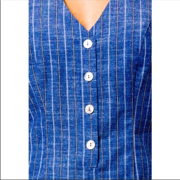 Love Tree Blue Chambray Pinstripe Romper NWT - Picture 5 of 8